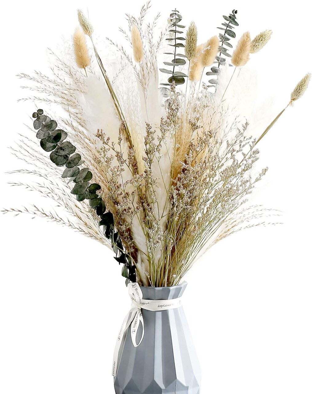 Natural Dried Flower Bouquet,17" Dried Flowers for Vase,Dried Floral Arrangements for Home Décor Indoor with Pampas